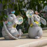 MININOVA Outdoor Garden Decorations Turtle Statues with Solar Light Resin Waterproof Figurines for Outside Yard Patio Mon Birthday Thanksgiving Day