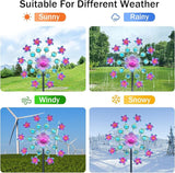 40" Solar Flower Gem Wind Spinners Garden Stake, Solar Wind Sculpture Yard Art Decorations for Lawn,Patio&Yard & Garden Decor, Metal Whirligigs Wind Spinners Outdoor