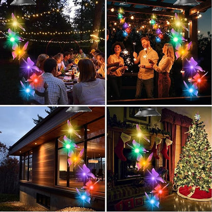 Bursvik Butterfly Solar Wind Chimes, Automatic Color Changing Hanging Solar Lights for Outside,IPX65 Waterproof Mobile Hanging Decorative for Garden Patio Yard,Birthday Gifts for Mom Women