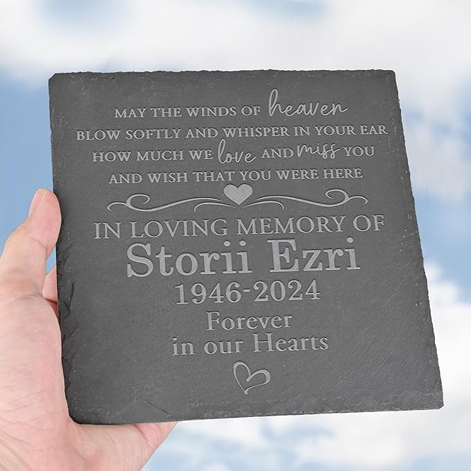 Personalized Memorial Stone Memorial Garden Stone - Sympathy Gifts for Loss of Dad, Mom or Loved One - Bereavement, Remembrance and Condolence Gift - Wish That You were Here Square