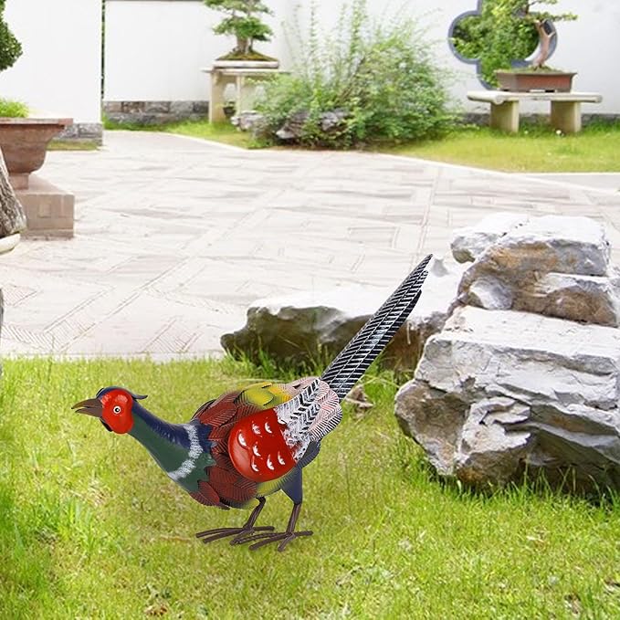 Colorful Metal Pheasant Garden Statue Decor Lawn Ornament Outdoor