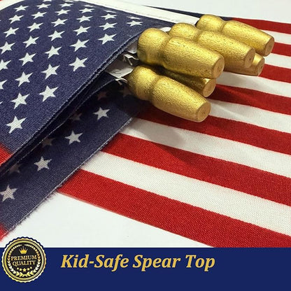 TOPFLAGS 4x6 Small American Flag on Stick 12 Pack Mini US Flags 4x6 Inch Kid-Safe Spear Top Pole for Outside 4th of July Memorial Day USA 250th Anniversary Patriotic Decorations