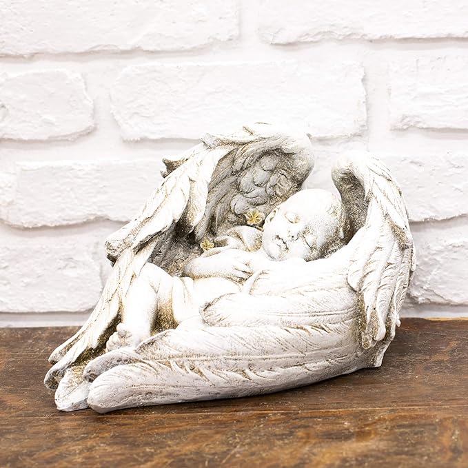 Joseph's Studio by Roman - 6" H Baby Sleeping in Angel Wings Garden Statue, Outdoor Decor, Religious Gifts, Mothers Day