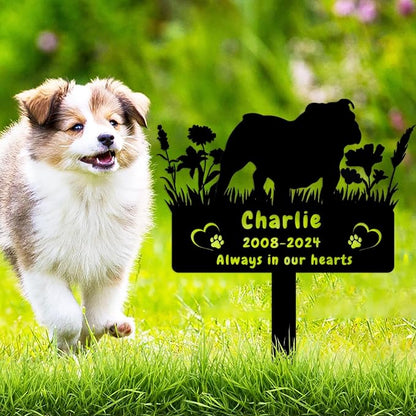 Personalized Bulldog Dog Memorial Grave Marker,Custom Dog Memorial Memorial Stake,Dog Memorial Plaque Burial Stake Engraved Sign,Sympathy Grave Stake for Lost Dog,Dog Memorial Statue Headstone Bulldog