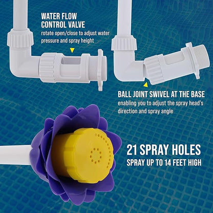 U.S. Pool Supply Swimming Pool Flower Shaped Waterfall Spray Fountain - Adjustable Sprinkle Distance, Pool Spray Aerator Cools Water Temperature - In-Ground, Above-Ground Pools, Ponds, Fun Decoration