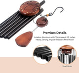 Wind Chimes for Outside with Wood Wind Catcher, 37 Inches Large Aluminum Windchimes Outdoors for Patio Decoration & Zen Atmosphere, Best Gifts for Mom(Black)