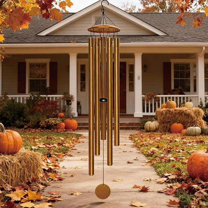 65" Extra Large Wind Chimes for Outside Deep Tone,Big WindChimes for Outdoor Porch Garden Patio Balcony Decor, Deep Tone Wind Chimes (Gold)