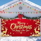 IVN Christmas Garage Door Cover Decoration 13x6ft Santa Glitter Gold Gift Reindeer on Red Holiday Christmas Garage Door Banner Home Garage Door Front Yard Decor for Xmas Eve Holiday Outdoor