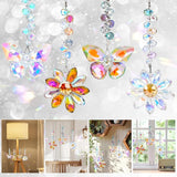 4 PCS Crystal Suncatchers 2PCS Butterfly 2PCS Flower Window Hanging Ornaments Rainbow Maker for Indoor Outdoor Garden Wedding Decor Gifts