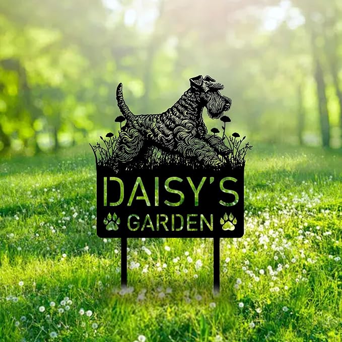 Custom Kerry Blue Terrier Dog Metal Memorial Garden Stake Personalized Pet Grave Marker Name Sign Remembrance Stake Decor Sympathy Dog Loss,Outdoor Statues for Yard Garden Lawn Patio Pathway Grave.
