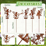 Novabright 5 Pcs Decorative Garden Stakes Metal Fairy Silhouette Set Stakes Outdoor Yard Art Decor Fairy Garden Sign for Lawn Flower Bed Planter Pot Landscaping(Rust)