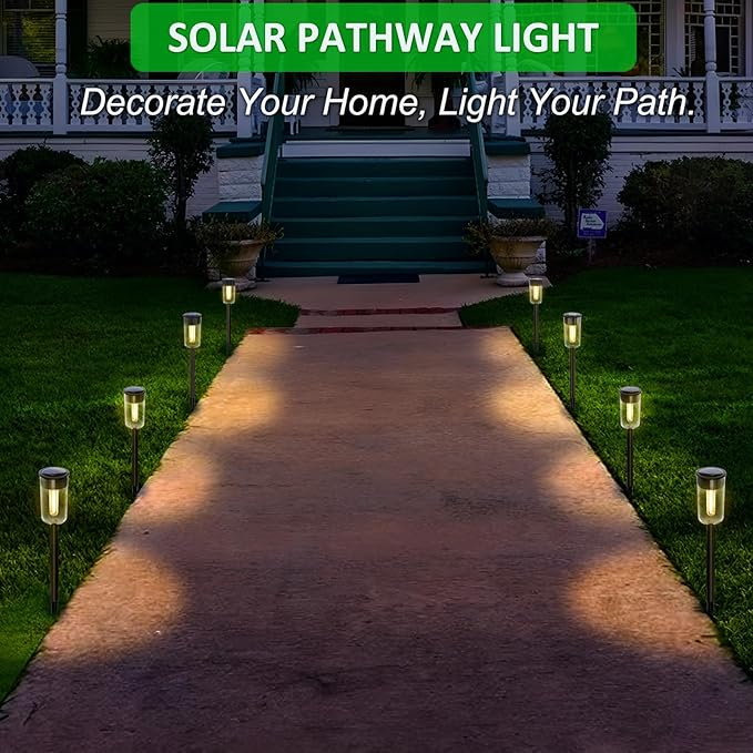 Qualdout Solar Pathway Lights Outdoo 8 Pack, Bright Solar Path Lights Outdoor, IP65 Waterproof Garden Lights Solar Powered Landscape Lighting for Outside Yard Lawn Patio Walkway Driveway