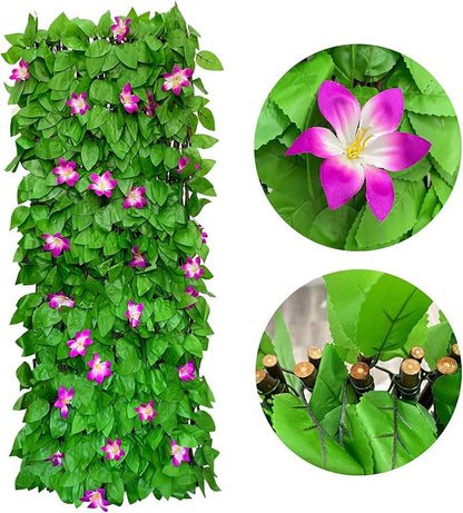 Expandable Fence Privacy Screen for Balcony Patio Outdoor,Decorative Faux Ivy Fencing Panel,Artificial Hedges (Single Sided Leaves)