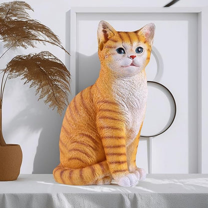 Outdoor cat Sculpture Garden Decoration Lawn Decoration, Yellow Kitten Statue for Patio, Lawn, Yard Decoration, Cute Kitten Gift Large Size: 10.8 inches