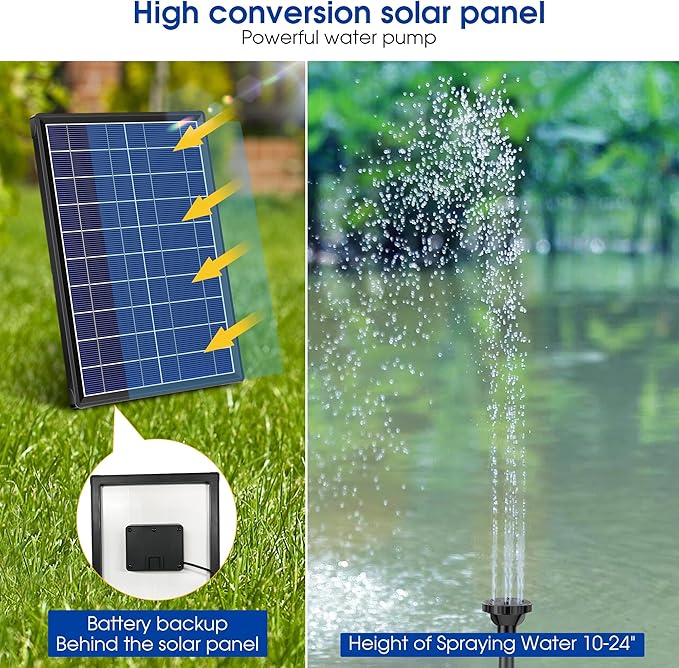 Biling 5.5W Solar Fountain for Bird Bath, Garden Pond, Fish Tank & 8W Solar Pond Aerator with 4400 mAh Battery Backup for Fish Pond Stock Tank Aquarium
