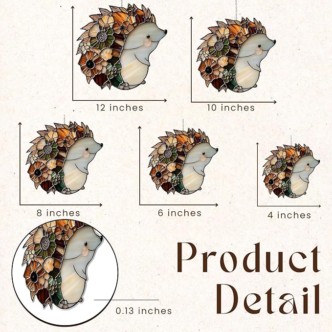 Hedgehog Acrylic Suncatcher, Boho Suncatchers for Window Hanging Ornament, Woodland Animal Art Garden Decor for Hedgehog Lover, Gifts for Mother's Day, Mom, Grandma, Wife, Women, Nana