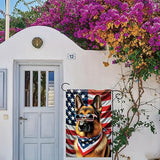 Patriotic 4th of July Garden Flag German Shepherd Dog American Flag Glasses 12x18 Inch Double Sided Seasonal Summer Yard Flag Outdoor Decoration for Porch Lawn Patio Independence Day