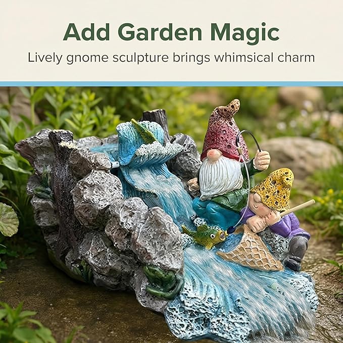 Gollum Splash Block – Decorative Resin Downspout Diverter & Water Feature, 11.4” x 6.3” x 6.9”, Durable Rainwater Drainage Statue for Garden, Patio, Yard, Pond or Aquarium, Outdoor Dwarf Gutter Décor