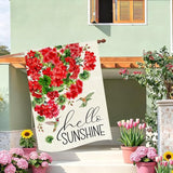Baccessor Spring House Flag 28 x 40 Inch, Red Geranium Floral Double Sided Burlap Welcome Large Yard Flag Seasonal Holiday Lawn Proch Outdoor Outside Decor