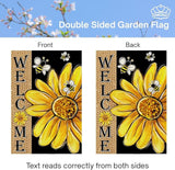CROWNED BEAUTY Spring Summer House Flag Daisy Bee Double Sided 28x40 Inches Large Burlap Welcome Holiday Seasonal Yard Decoration for Outside Porch