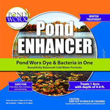 Pond Enhancer Gallon - Pondworx Concentrated Blue Dye with Pondworx Bacteria, 2 in 1 Formulation - Treats 1 Acre - Safe for Fish, Wildlife, Pets & Children