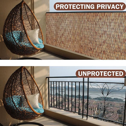 KOIUEYW Bamboo Reed Fencing, Decorative Bamboo Curtains for Patio, Light Russet Privacy Fence Reed Screens Outdoor for Patio Garden Balcony Privacy Screen, 5 x 5 FT