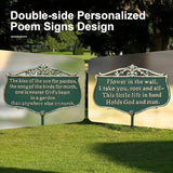 Metal Garden Signs for Outside, "The Kiss of The Sun" Double-Sided Vintage Green Metal Poem Plaque with Stake, Personalized Outdoor Garden Sign for Patio Yard Lawn Backyard Porch Decor