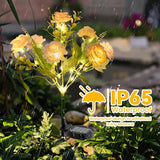 6 Pack Solar Garden Lights Outdoor, 42" Tall 42 LEDs Hibiscus Solar Flower Lights, IP65 Waterproof Decorative Landscape Lighting for Pathway Patio Yard Walkway Decor (Warm White)