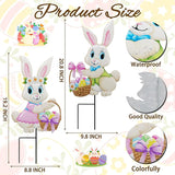 2PCS Spring Rabbit Metal Yard Decorations Stakes, Grandmas Garden Easter Holiday Yard Decoration Outdoor Stakes, Memorial Personalized Unique Garden Gifts Women for Grandma Statue