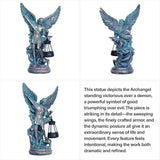 Solar San Miguel Arcangel Outdoor Garden Decor Statues 12.4" Solar St Michael the Archangel Satue for Yard Patio Lawn Porch Decorations Resin St Michael Figurine Religious Collection Sculptures Gifts