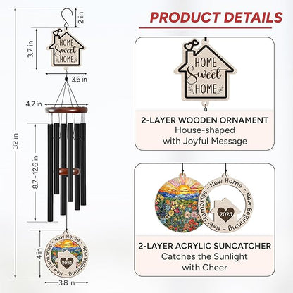FLAGWIX House Warming Gifts New Home - Large Outdoor Wind Chimes for Outside 32 in - Windchimes Outdoors for Home Decor, Housewarming New Home Gift, New Home Gift Ideas, Wind Chime for Garden Decor