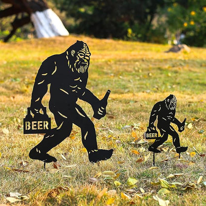 LHEARTMIC Bigfoot Metal Decorative Garden Stakes Big Foot Sasquatch Gifts for Women Men Bigfoot Silhouette Statues Outdside for Garden Decor, Yard Art, Lawn, Backyard, Pathway, Forests, Walkway