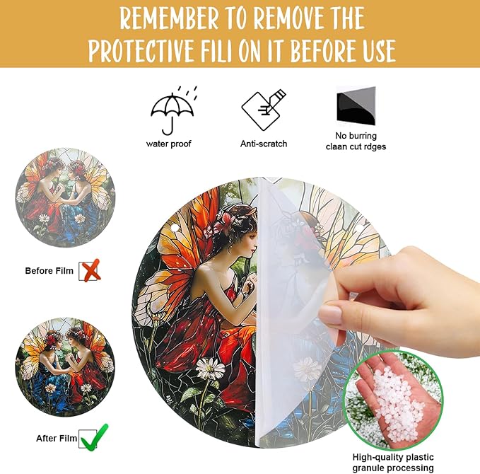 Butterfly Girl Fairy Suncatcher Acrylic Flower Fairy Window Hanging Stained Sun Catchers Indoor Window Decor with Chain Home Garden Decoration 7.8 inch YKA188 (B)