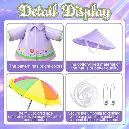 DECOHS 3 Pcs/Set Raincoat Porch Goose Outfits, Summer Lawn Goose Statue Raincoat Costume, Yard Goose Clothes Raincoats Umbrella Hat Outfit for 23" Statue Patio Garden Decoration (Purple)