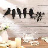 Ferraycle Metal Bird Wall Art - Birds on Branch with Leaves - Metal Sculpture Wall Hanging Sign for Balcony, Garden, Home Decor(Black)