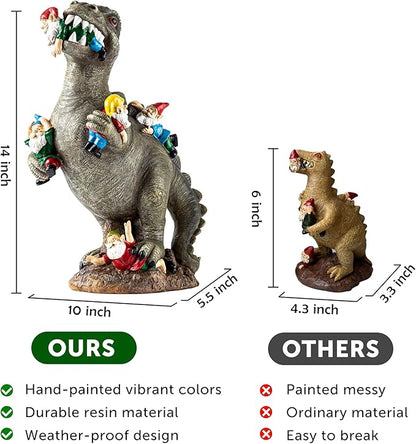 SOWSUN Garden Gnomes Statues Yard Decorations Outdoor Garden Decor, 14” Dinosaur Gnomes Garden Statues, Patio, Lawn Ornament, Gardening Gifts for Women for Housewarming