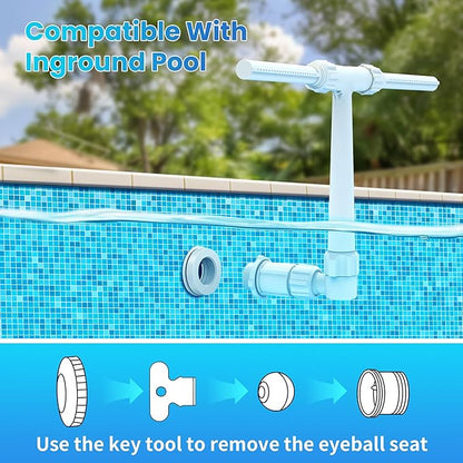 Pool Fountain for Above and In-Ground Pools, Dual Spray Waterfall Sprinkler Fountain, Above Ground Pool Accessories, Adjustable Waterfall Cooling and Relaxation(White)