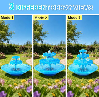 Yeomi 3-Tier Solar Fountain Pump with LED Lights, 24H Outdoor Water Feature, Detachable Design, Multi-Function Bird Bath Water Fountain for Garden Patio Yard Backyard Pond, 3.5W