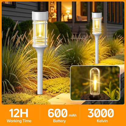 LETMY Solar Pathway Lights Outdoor, 8 Pack Solar Lights Outdoor Waterproof IP65, Bright Solar Garden Lights Outdoor for Yard Walkway Driveway Landscape Garden Decor（White）