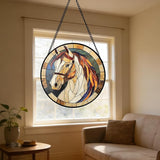 DASTOLL Stained Glass Window Hanging, Animal Horse Colored Mane Sun Catchers Glass Panel Cool Suncatcher Decor for Birthday for Women, Men, Wife, Aunt, and Mom 6.3 in