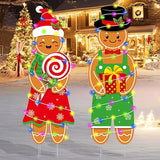 2 Pcs Christmas Decorations Outdoor Indoor Large Gingerbread Man Boy and Girl Yard Stakes - Christmas Tree Decorations - for Lawn Garden Front Door Home Farmhouse Porch