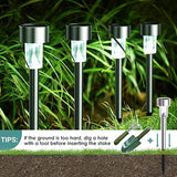 GIGALUMI 16 Pack Solar Lights Outdoor Waterproof,Stainless Steel LED Solar Garden Lights for Patio, Lawn, Yard and Landscape(Cold White)