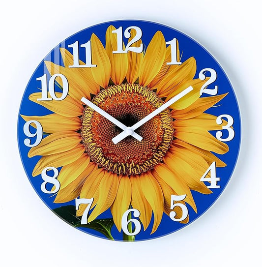 Yoiolclc Large Outdoor Clock Waterproof-Decorative Sun Flower Wall Clocks for Pool Patio Porch Garden(14 Inch,Sunflower)