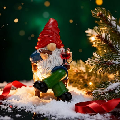 Toncoke Garden Gnomes for Outdoor, 7 Inch Gnomes Decorations for Yard, Gnome Garden Decor for Home Patio Lawn, Gnomes Gifts for Women Spring Summer Christmas Halloween (Rocking Chair & Wine Glass)