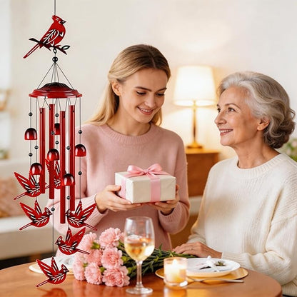 YHmall Cardinal Wind Chimes for Outside, Cardinal Gifts for Women Soothing Tones Memorial Wind Chime for Garden, Yard, Patio Decor, 35" Windchimes Outdoors for Christmas, New Year