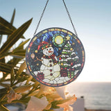 Stained Glass Sun Catcher,Christmas Snowman Glass Window Hanging Garden Decor,Sun Catchers Indoor Window,Whimsical Decoration for Home Backyard Patio Lawn Porch with 6.3 INCH