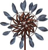 Sunnydaze Whirling Petals Metal Garden Wind Spinner - Spinner Outdoor Decor with 4-Point Step-in Stake - Dual-Wind Motion - 48" H