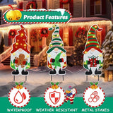 WONDER GARDEN 3 PCS Christmas Gnomes Yard Signs Christmas Decorations Outdoor, Metal Xmas Yard Stakes Gnomes Lawn Decor, Xmas Garden Stakes with Led Lights for Patio Pathway Outside Decorations