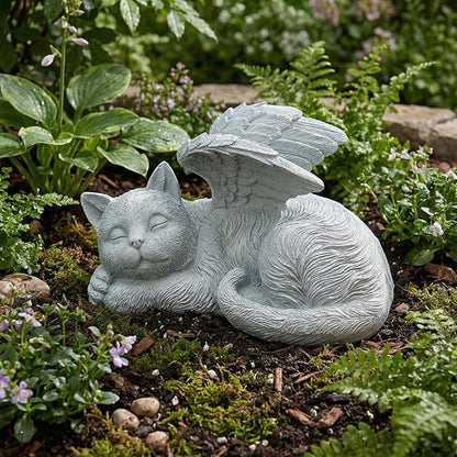 Elenon Cat Pet Memorial Stones Outdoor Statue, Angel Sleeping Cat Memorial Stones Garden Statue Decor, Pet Loss Sympathy Grave Gifts