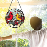 DASTOLL Stained Glass Window Hanging, Love Birds Cardinals Sun Catchers Colorful Glass Panel Birds Suncatcher Decor for Birthday for Women, Men, Wife, Lovers, and Mom 11.8x11.8 in